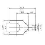 OFC 4N 99.99%Cu 高純度無酸素銅 6ｍｍ Yラグ圧着端子 非メッキ スペード端子 4個set 3.5Y-6